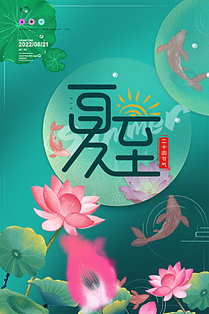 夏至节气简约大气海报