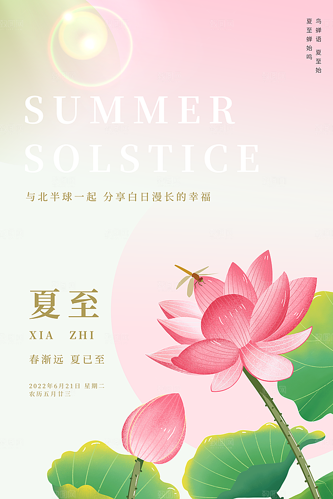 夏至节气简约大气海报