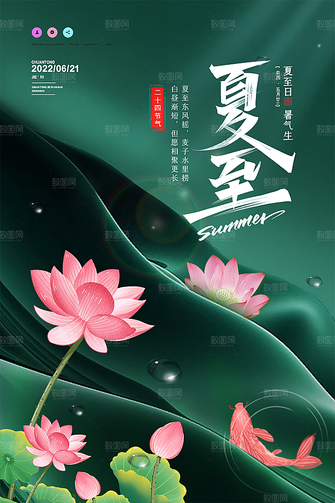 中国传统节气夏至海报模板