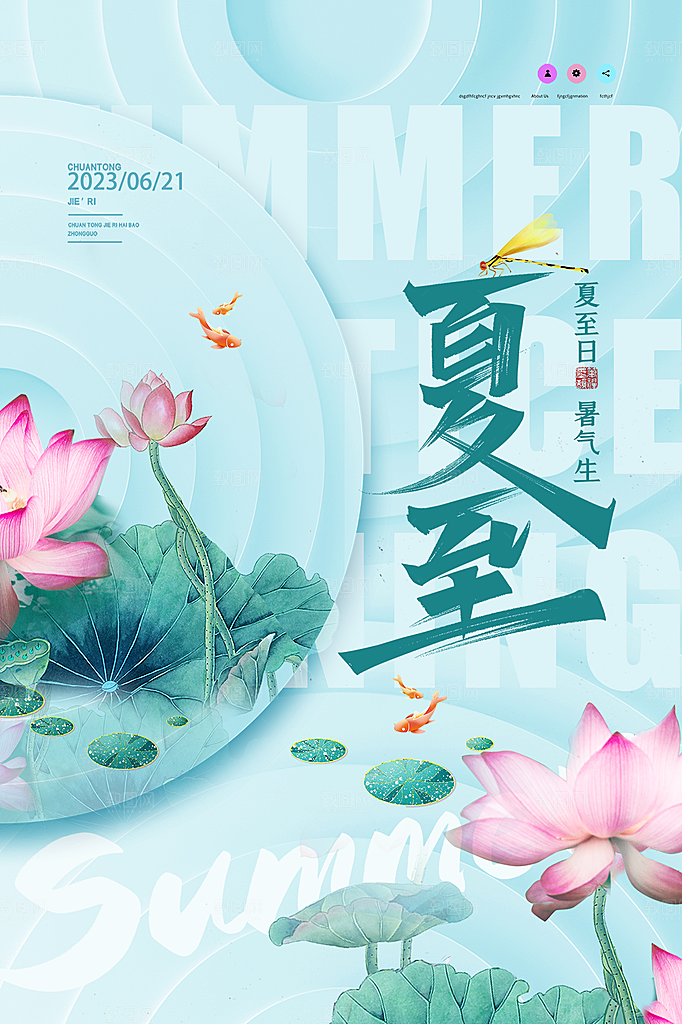 中国传统节气夏至海报模板