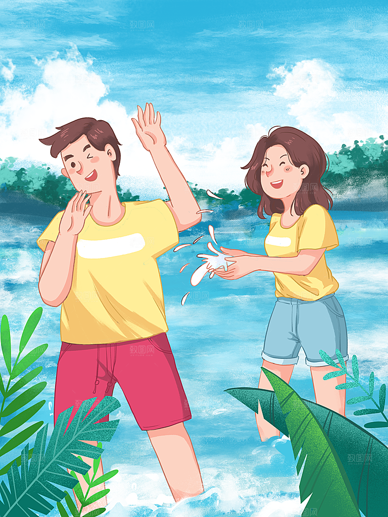 唯美浪漫情人节插画海报