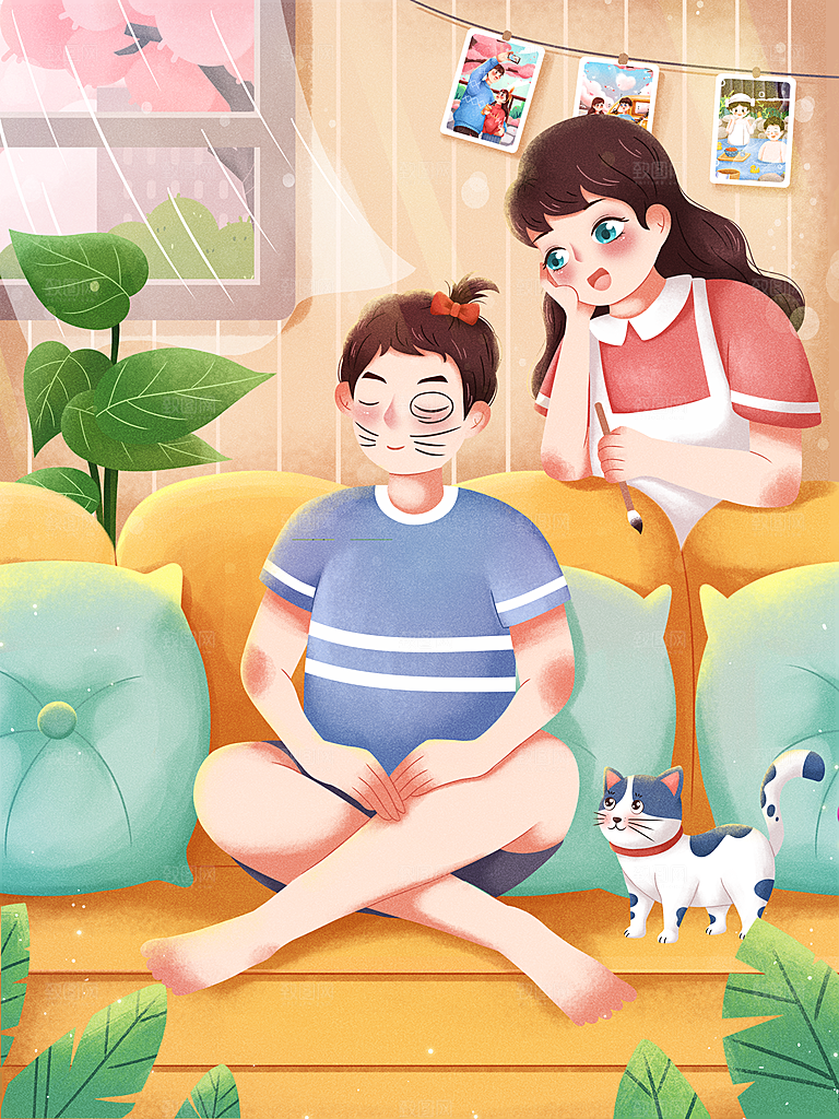 唯美浪漫情人节插画海报