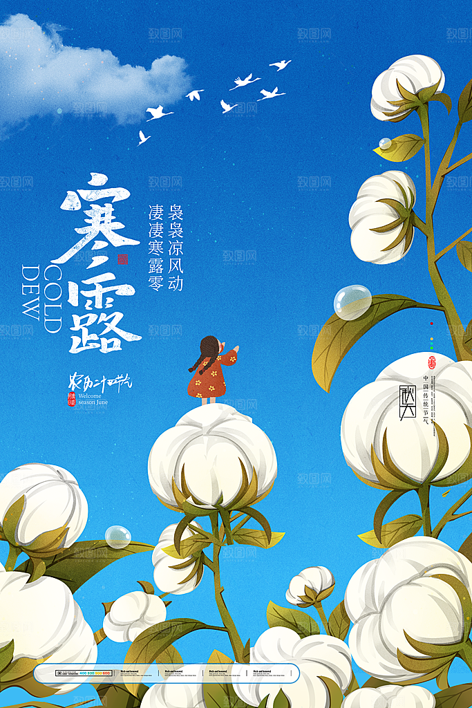 传统二十四节气寒露海报模版
