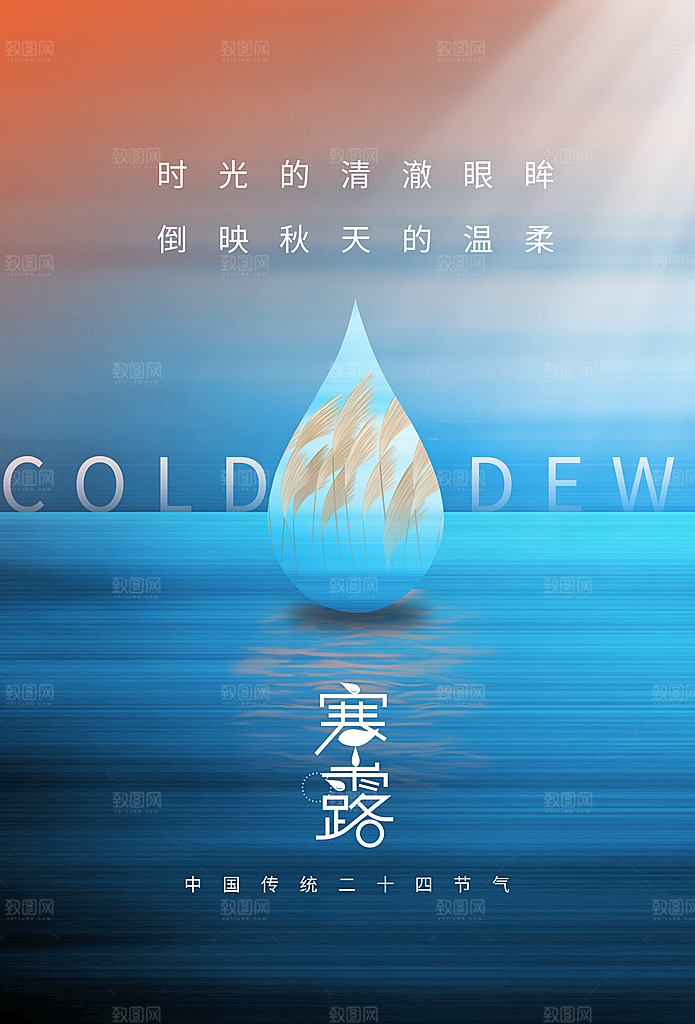 寒露节气简约大气海报