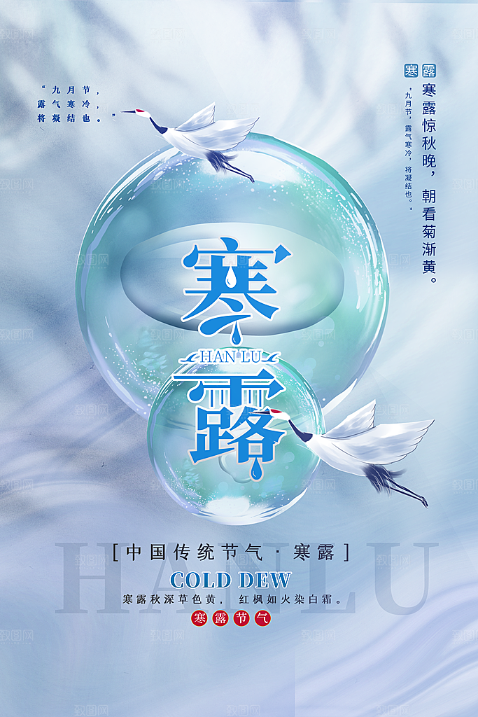 寒露节气简约大气海报