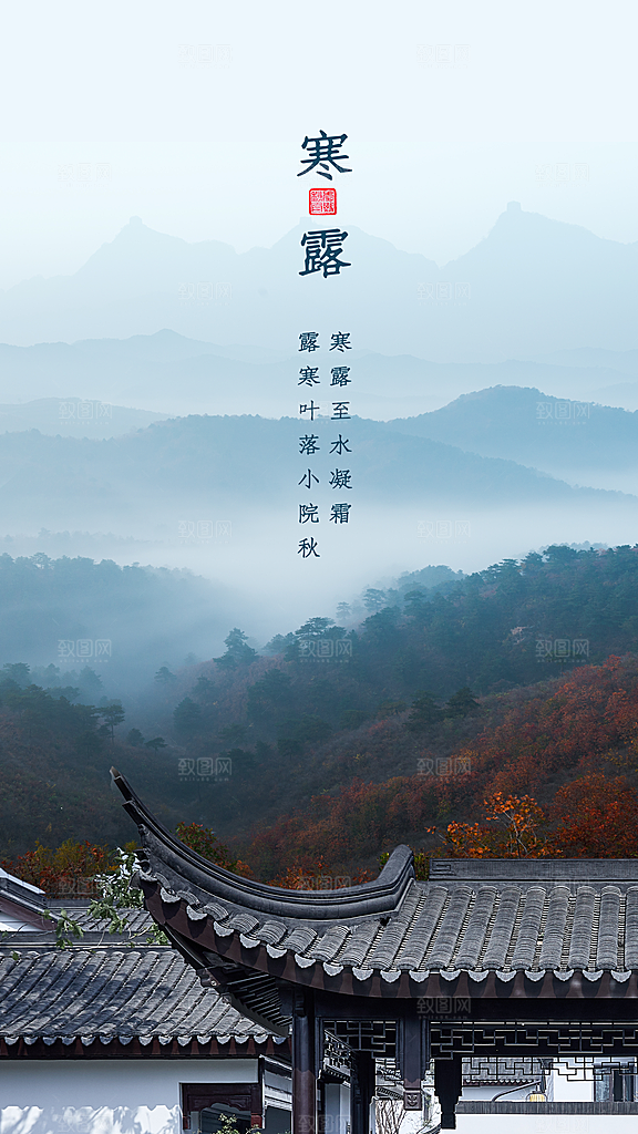 寒露节气简约大气海报