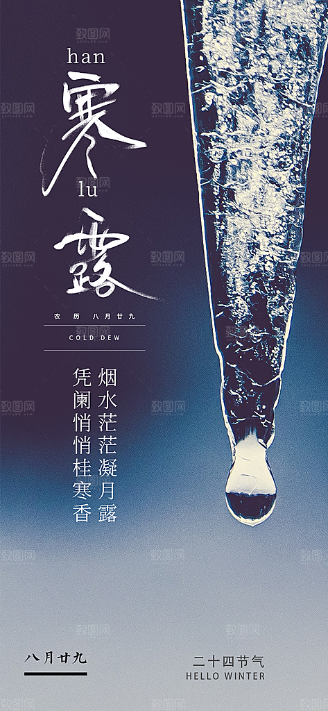 传统二十四节气寒露海报模版