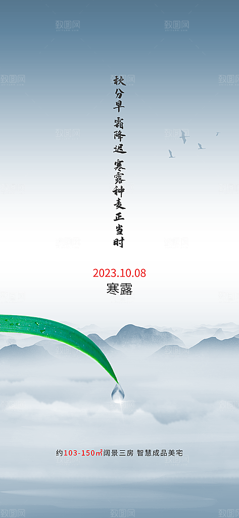 寒露节气简约大气海报