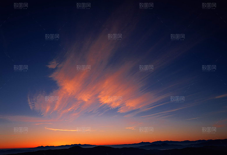 晚霞夕阳黄昏天空云层云朵云海