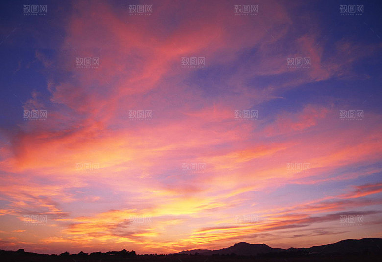 晚霞夕阳黄昏天空云层云朵云海