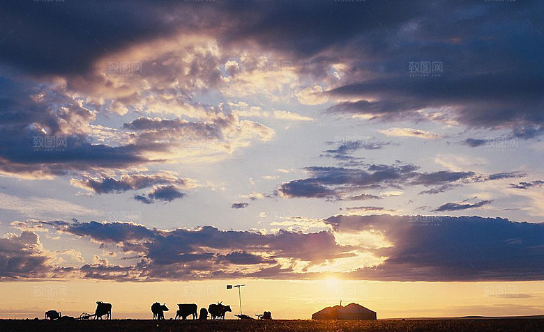 晚霞夕阳黄昏天空云层云朵云海