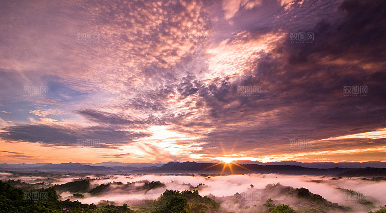 天空傍晚云层云朵云海黄昏晚霞夕阳