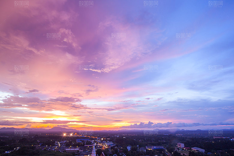 天空黄昏傍晚晚霞夕阳