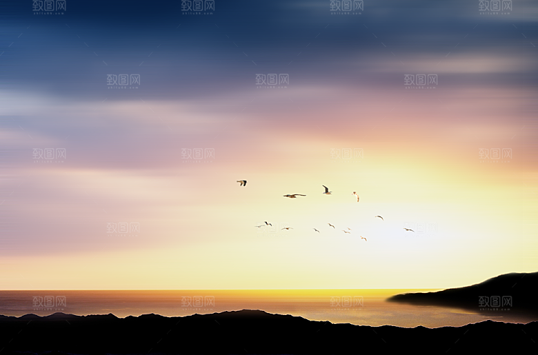 黄昏傍晚云层云朵云海晚霞夕阳