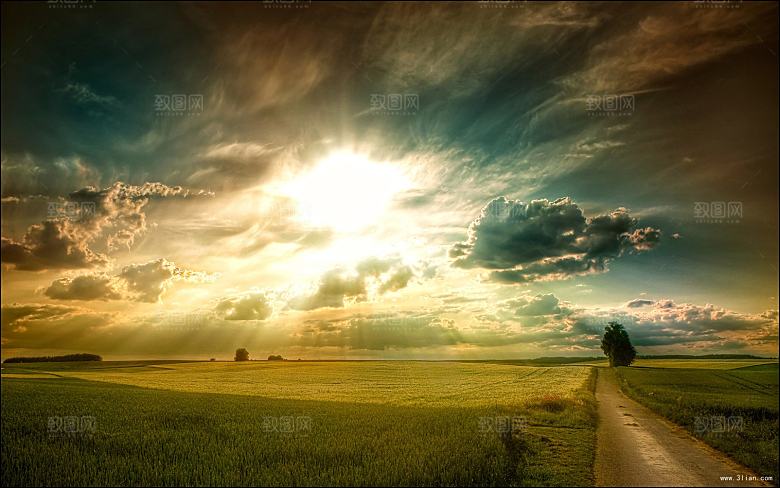 傍晚黄昏晚霞夕阳落日天空