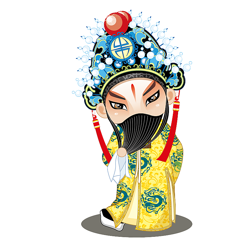 卡通京剧戏剧人物脸谱插画PNG图片素材