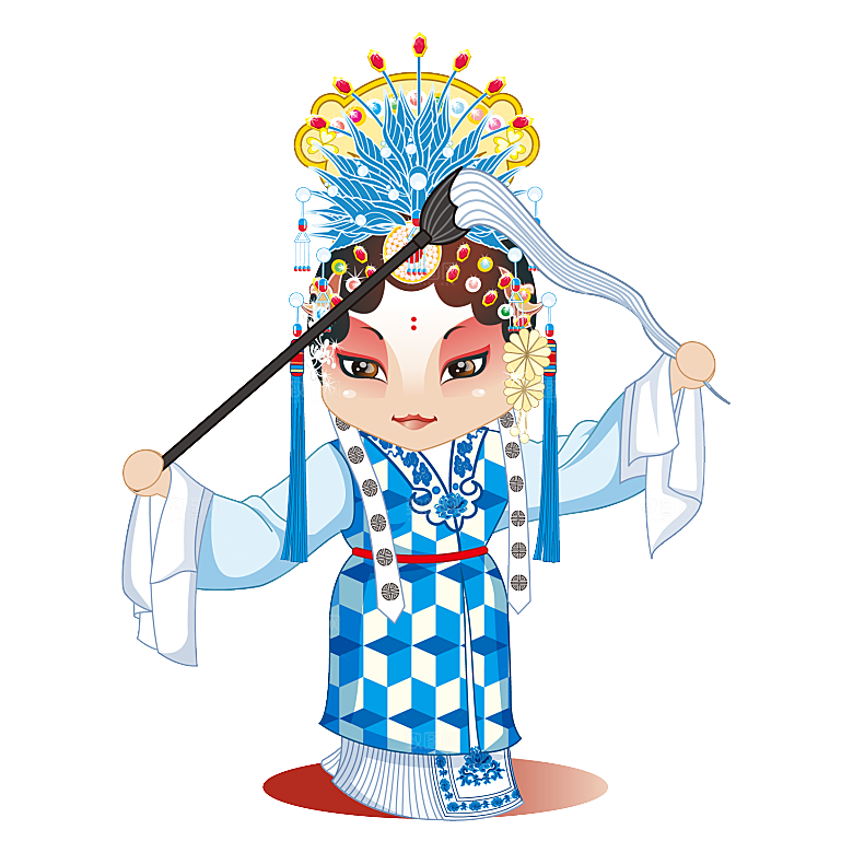 卡通京剧戏剧人物脸谱插画PNG图片素材