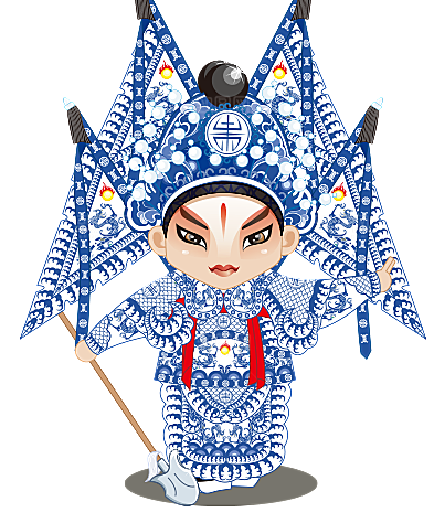 卡通京剧戏剧人物脸谱插画PNG图片素材