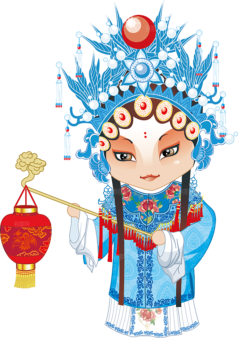 卡通京剧戏剧人物脸谱插画PNG图片素材