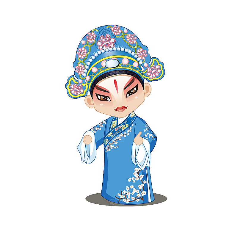 卡通京剧戏剧人物脸谱插画PNG图片素材