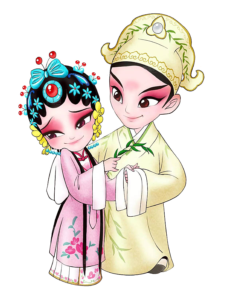 卡通京剧戏剧人物脸谱插画PNG图片素材