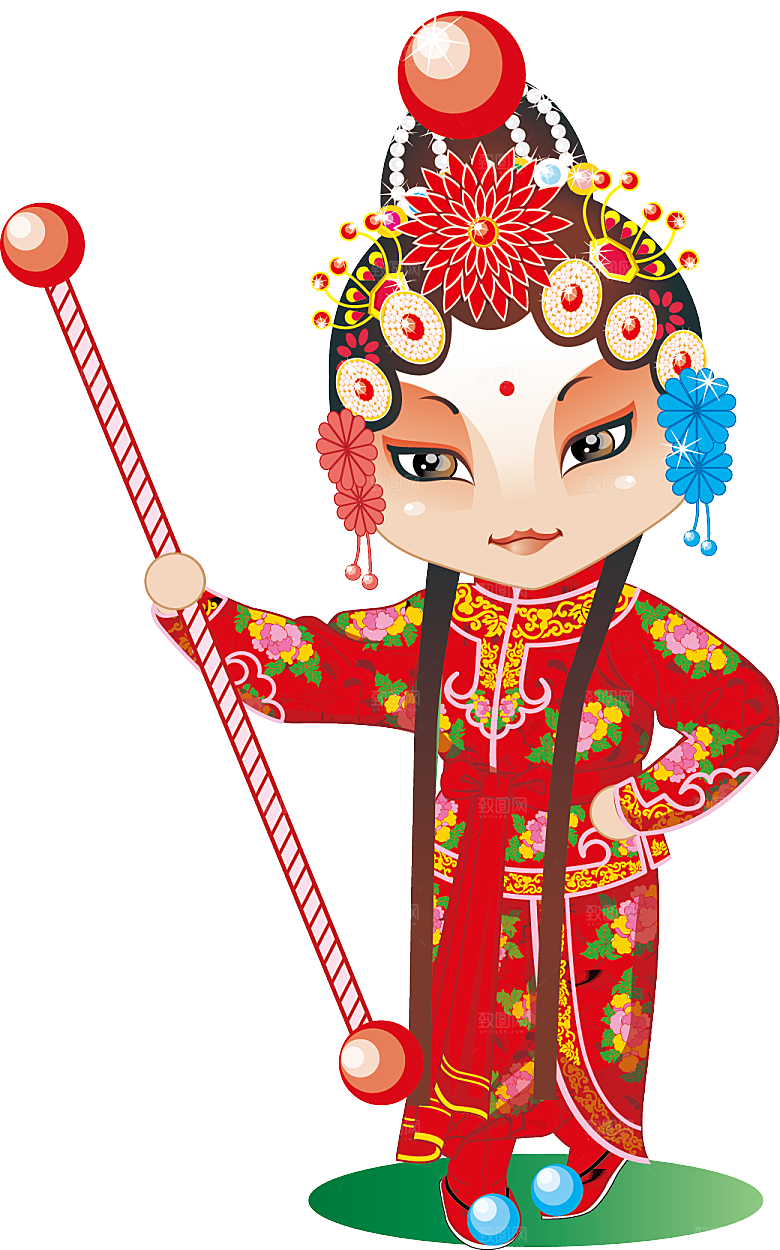卡通京剧戏剧人物脸谱插画PNG图片素材