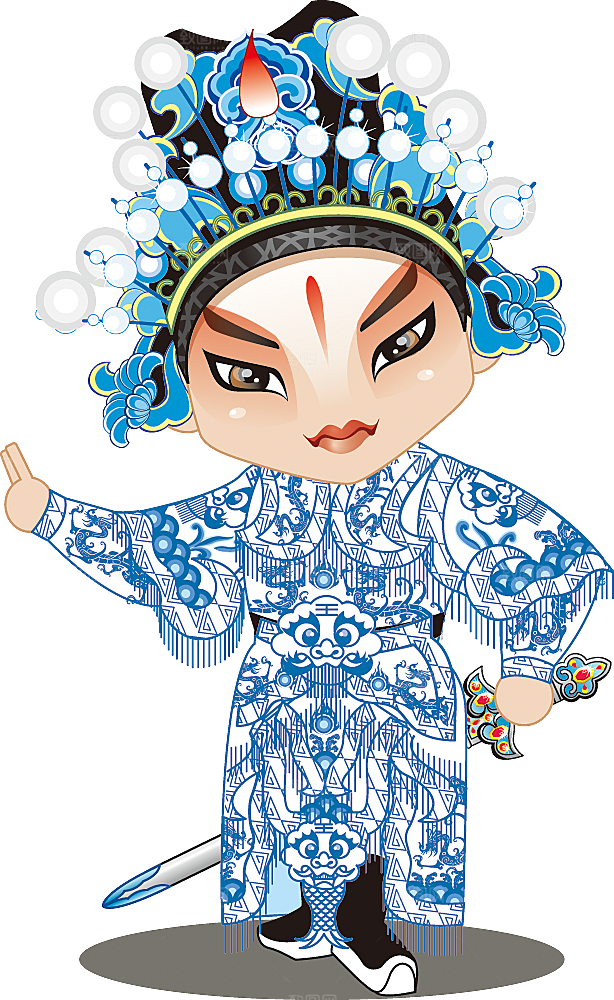 卡通京剧戏剧人物脸谱插画PNG图片素材