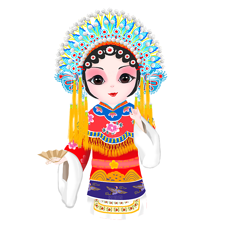 卡通京剧戏剧人物脸谱插画PNG图片素材