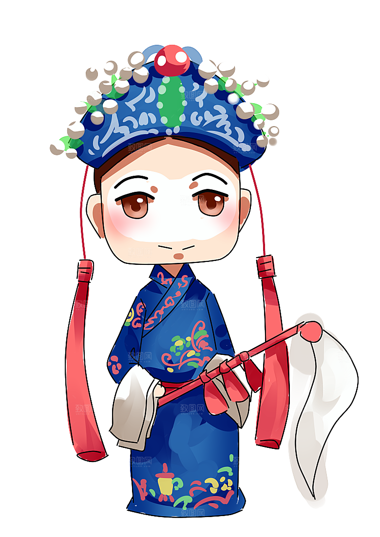 卡通京剧戏剧人物脸谱插画PNG图片素材