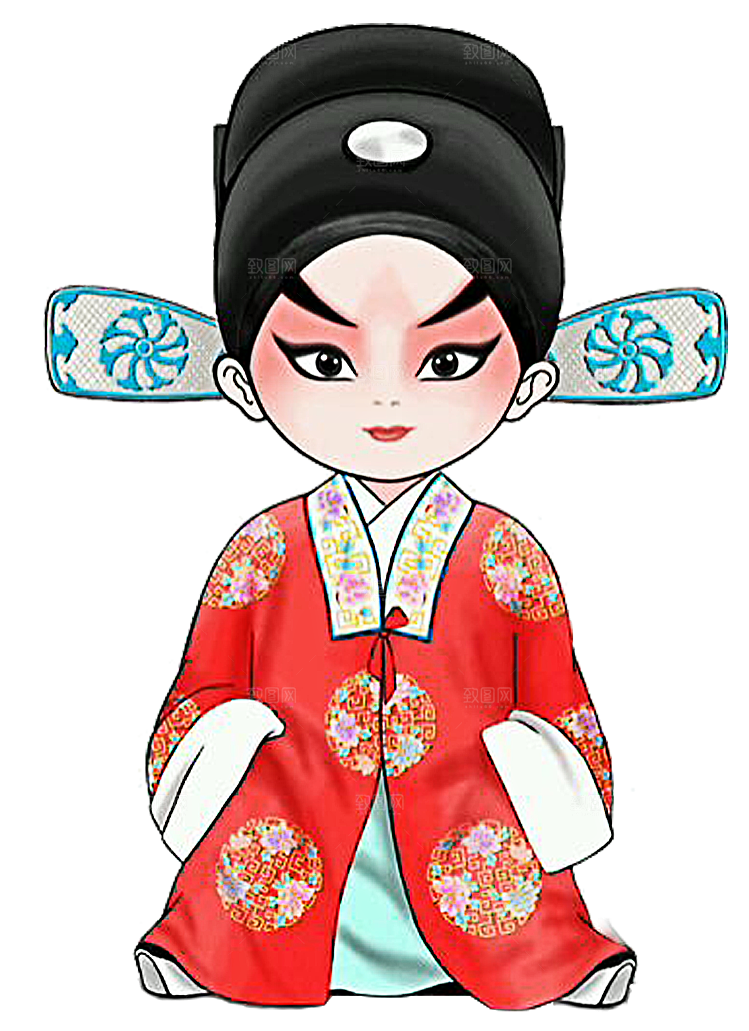 卡通京剧戏剧人物脸谱插画PNG图片素材