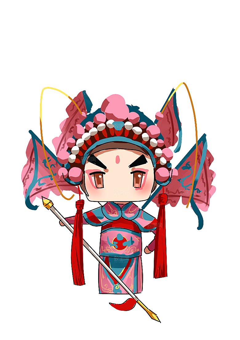 卡通京剧戏剧人物脸谱插画PNG图片素材