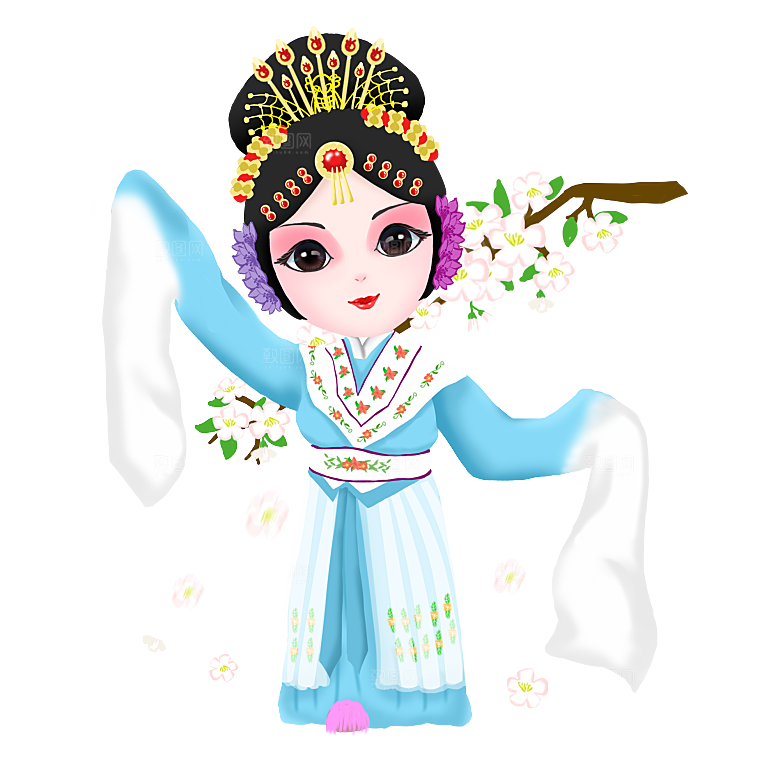 卡通京剧戏剧人物脸谱插画PNG图片素材