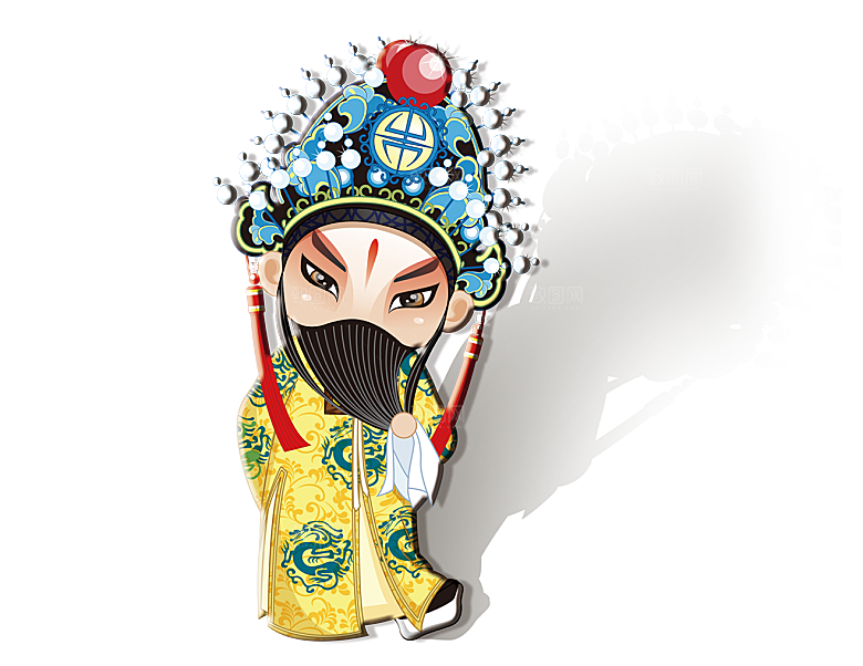 卡通京剧戏剧人物脸谱插画PNG图片素材