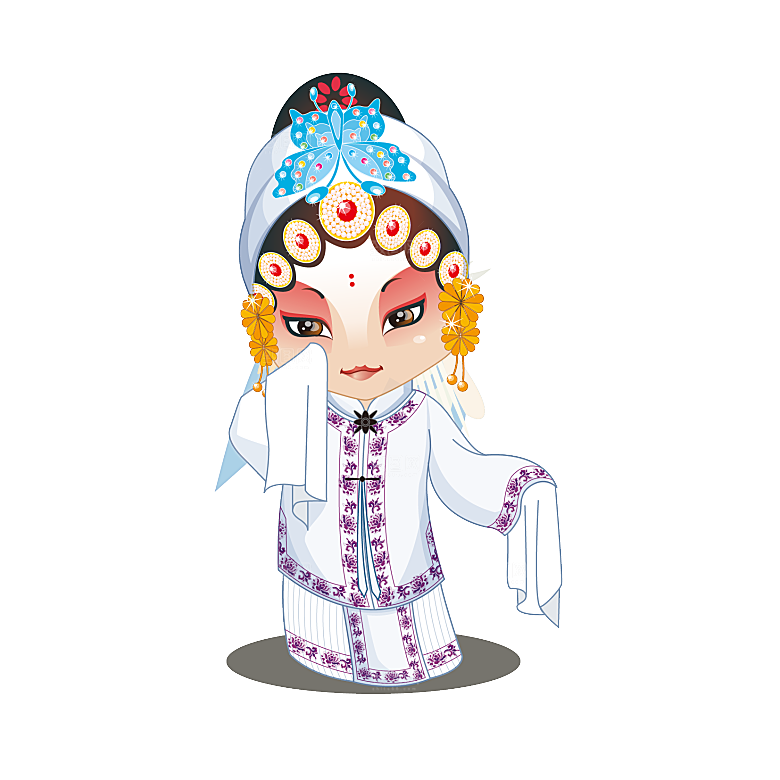 卡通京剧戏剧人物脸谱插画PNG图片素材