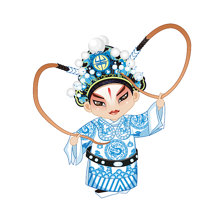卡通京剧戏剧人物脸谱插画PNG图片