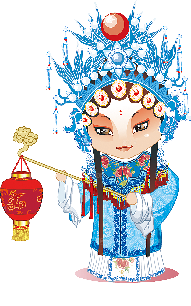 卡通京剧戏剧人物脸谱插画PNG图片