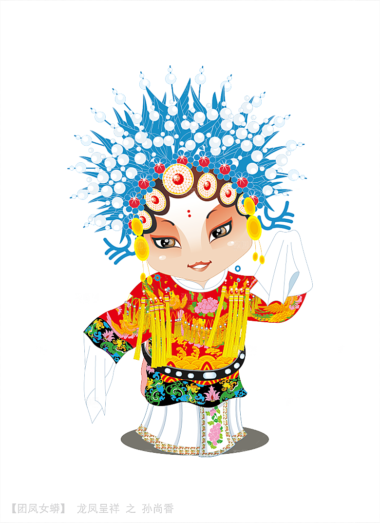 卡通京剧戏剧人物脸谱插画PNG图片