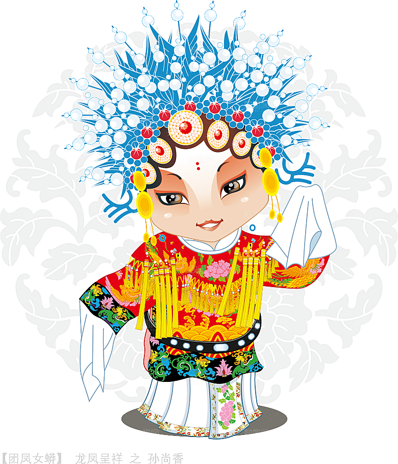 卡通京剧戏剧人物脸谱插画PNG图片
