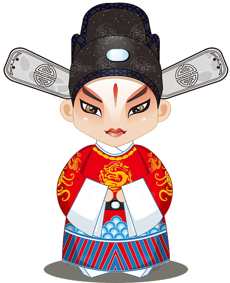 卡通京剧戏剧人物脸谱插画PNG图片