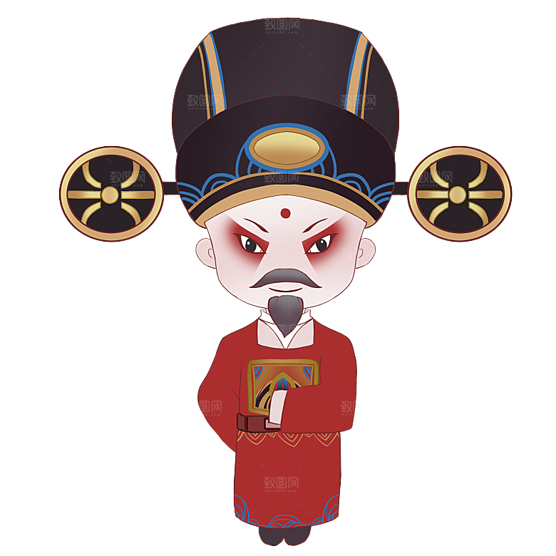 卡通京剧戏剧人物脸谱插画PNG图片