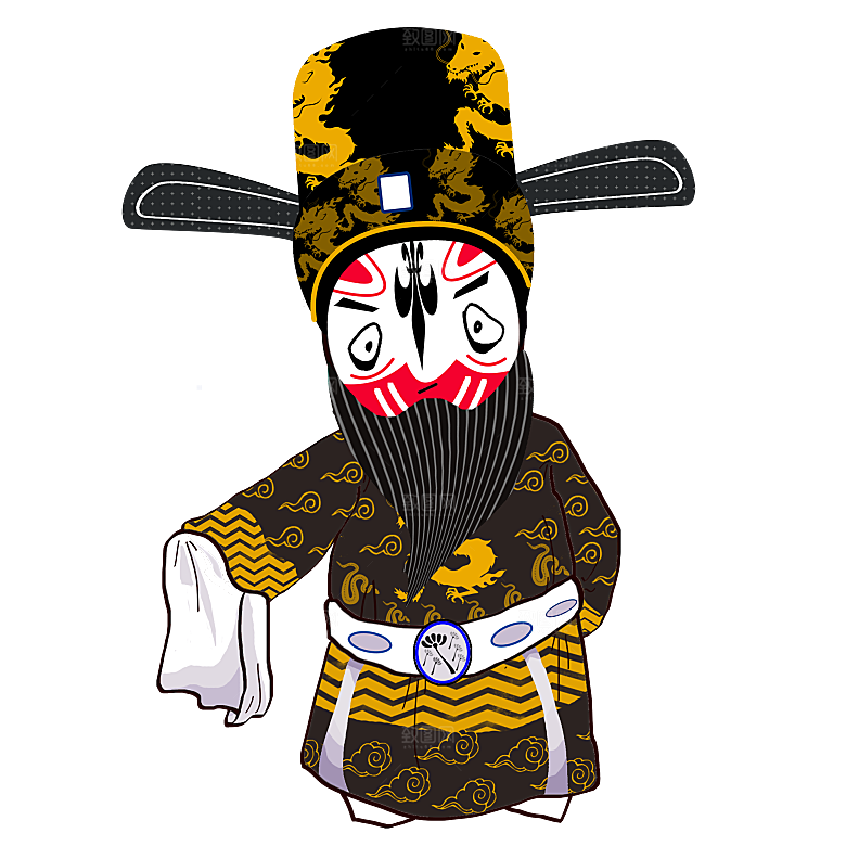 卡通京剧戏剧人物脸谱插画PNG图片