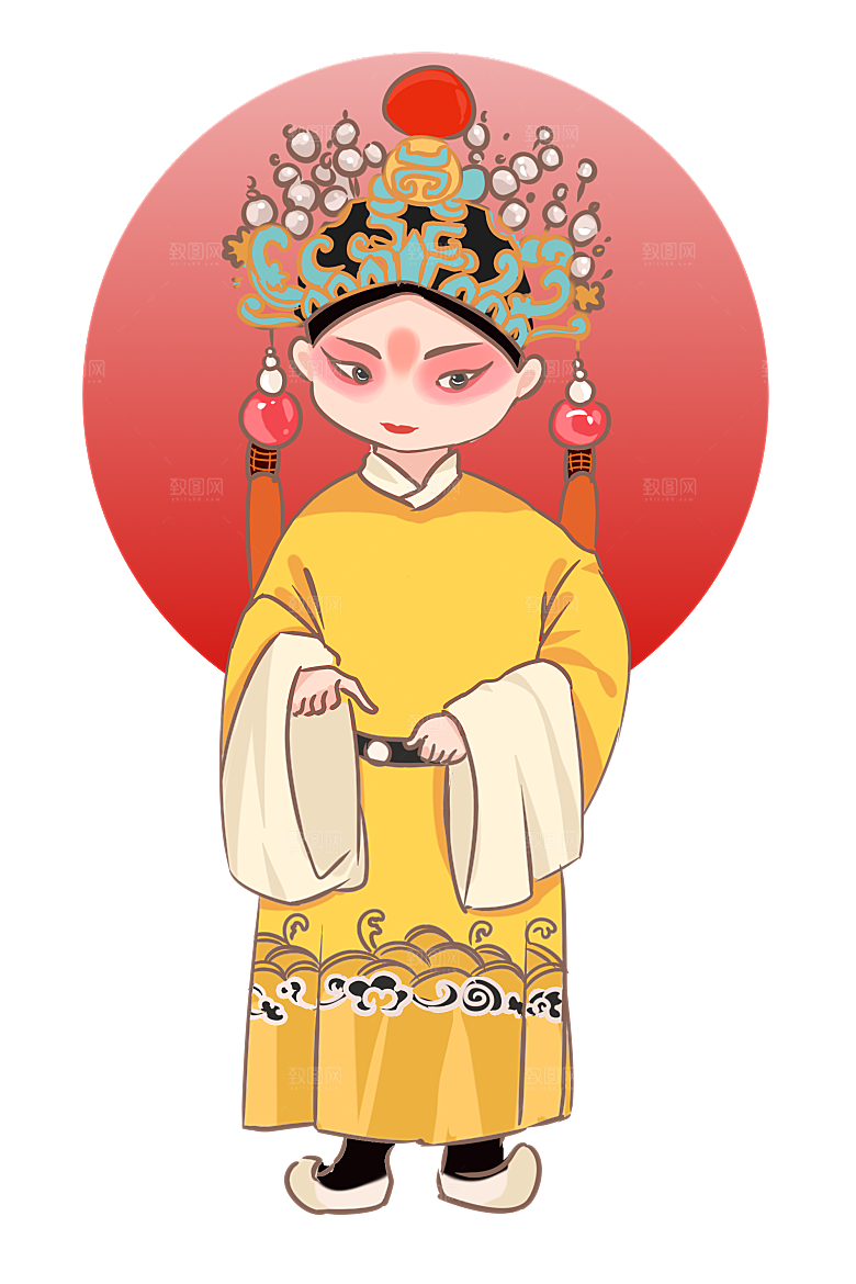 卡通京剧戏剧人物脸谱插画PNG图片素材
