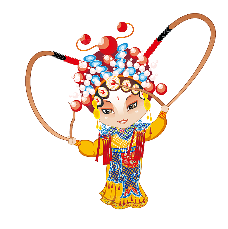 卡通京剧戏剧人物脸谱插画PNG图片素材