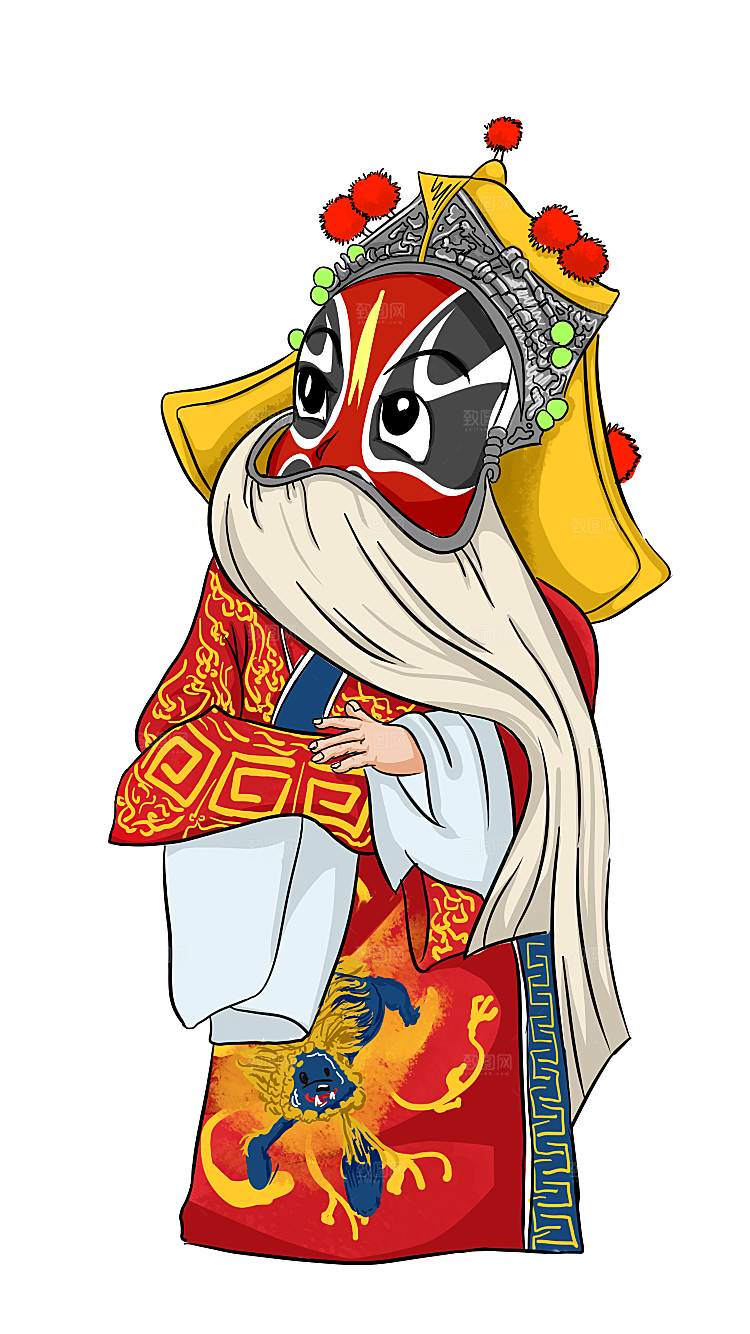 卡通京剧戏剧人物脸谱插画PNG图片素材