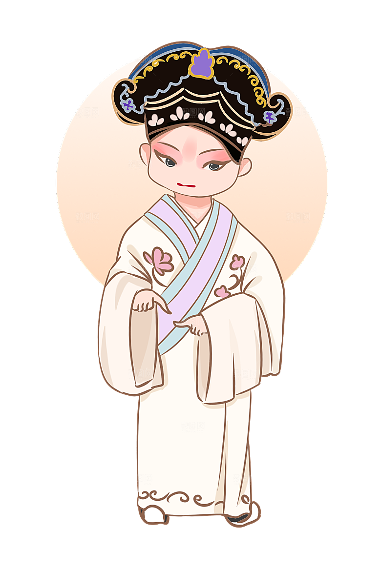 卡通京剧戏剧人物脸谱插画PNG图片素材