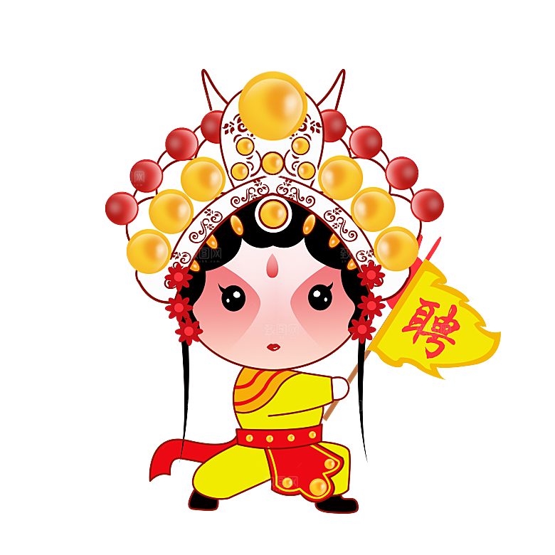 卡通京剧戏剧人物脸谱插画PNG图片素材