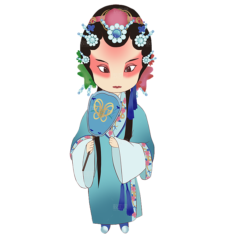 卡通京剧戏剧人物脸谱插画PNG图片素材