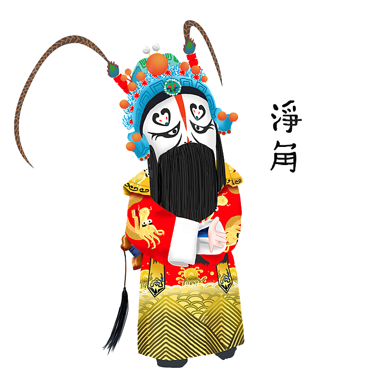 卡通京剧戏剧人物脸谱插画PNG图片素材
