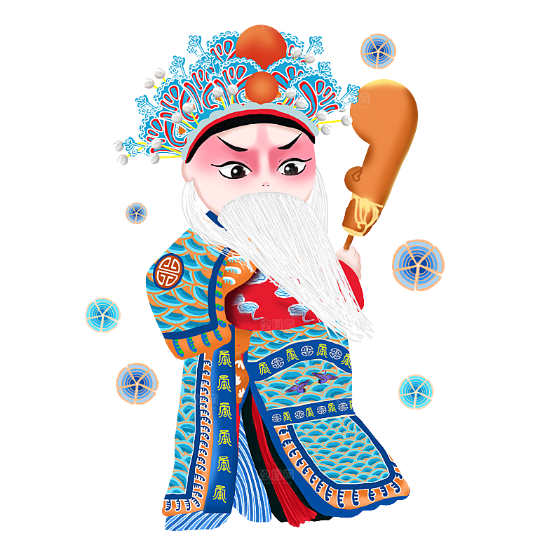 卡通京剧戏剧人物脸谱插画PNG图片
