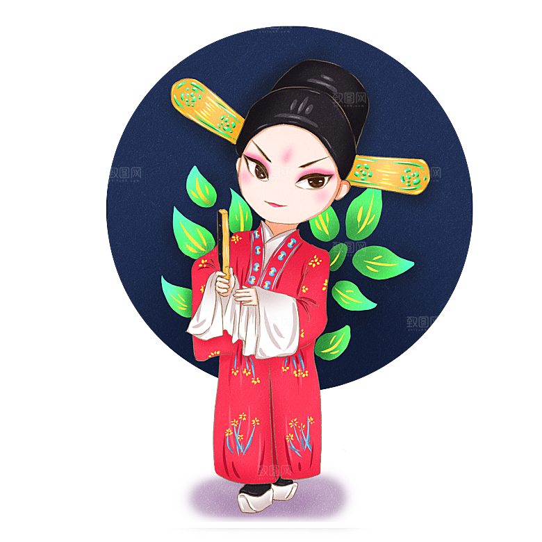 卡通京剧戏剧人物脸谱插画PNG图片